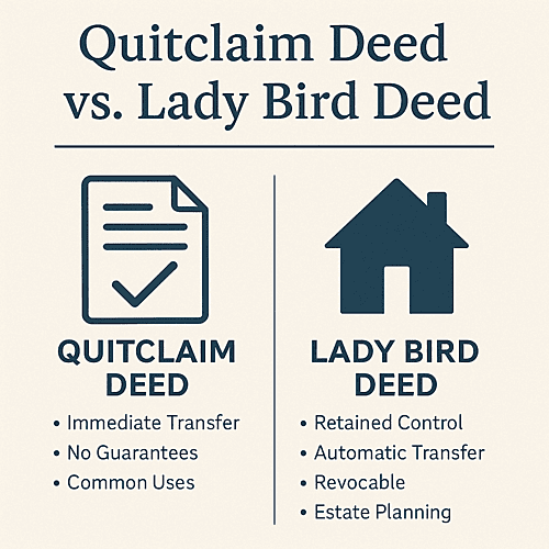 quitclaim deed vs. lady bird deed image showing the difference between them